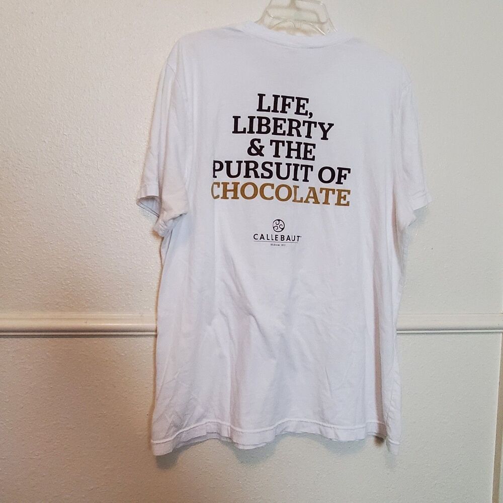 Callebaut Chocolate T-shirt Life Liberty & The Pursuit Of Chocolate Mens Sz XL